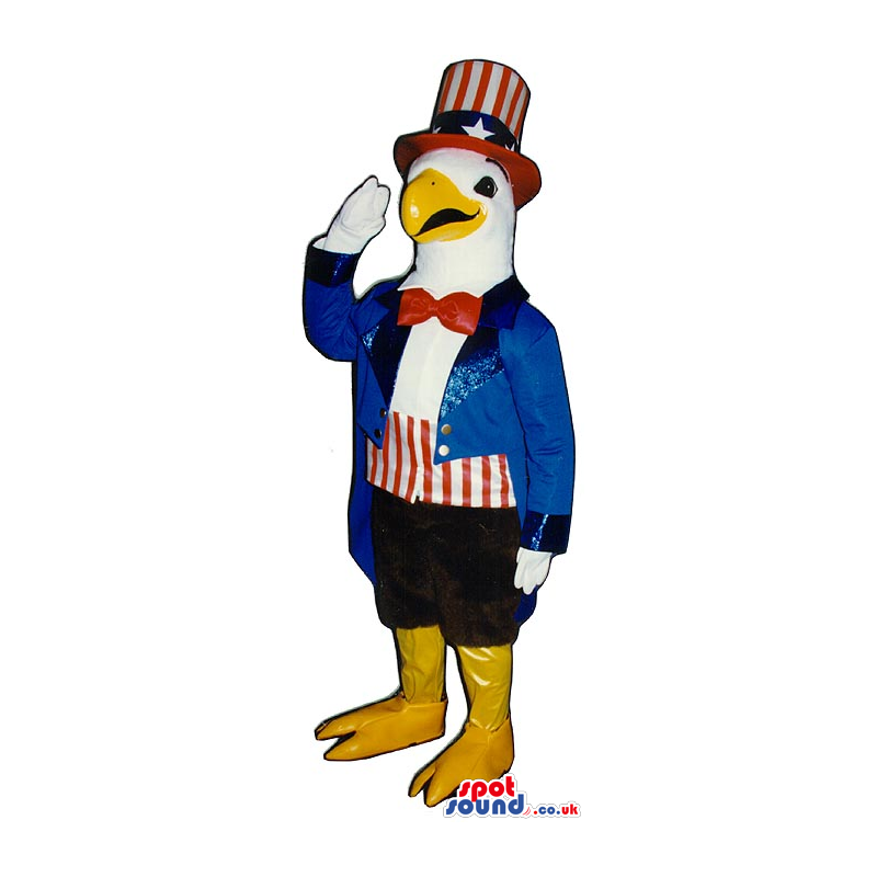 American Eagle Uncle Sam Plush Mascot Wearing American Flag