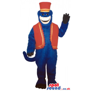 Dark Blue Big Monkey Animal Plush Mascot With Red Circus