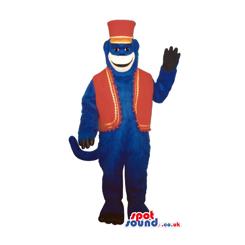Dark Blue Big Monkey Animal Plush Mascot With Red Circus