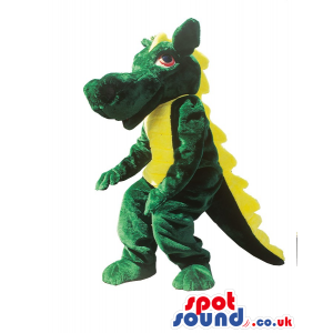 Fantasy Cute Green Dragon Plush Mascot With Yellow Spines -