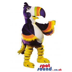 Purple Pelican Bird Plush Mascot With A Colorful Beak And Wings