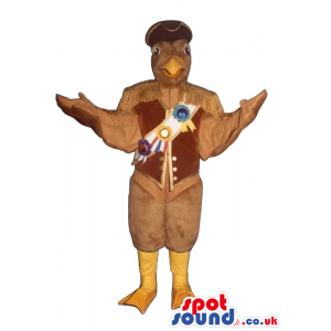 All Brown Eagle Bird Plush Mascot With Award Medals - Custom