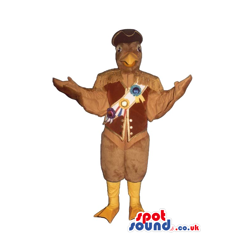 All Brown Eagle Bird Plush Mascot With Award Medals - Custom