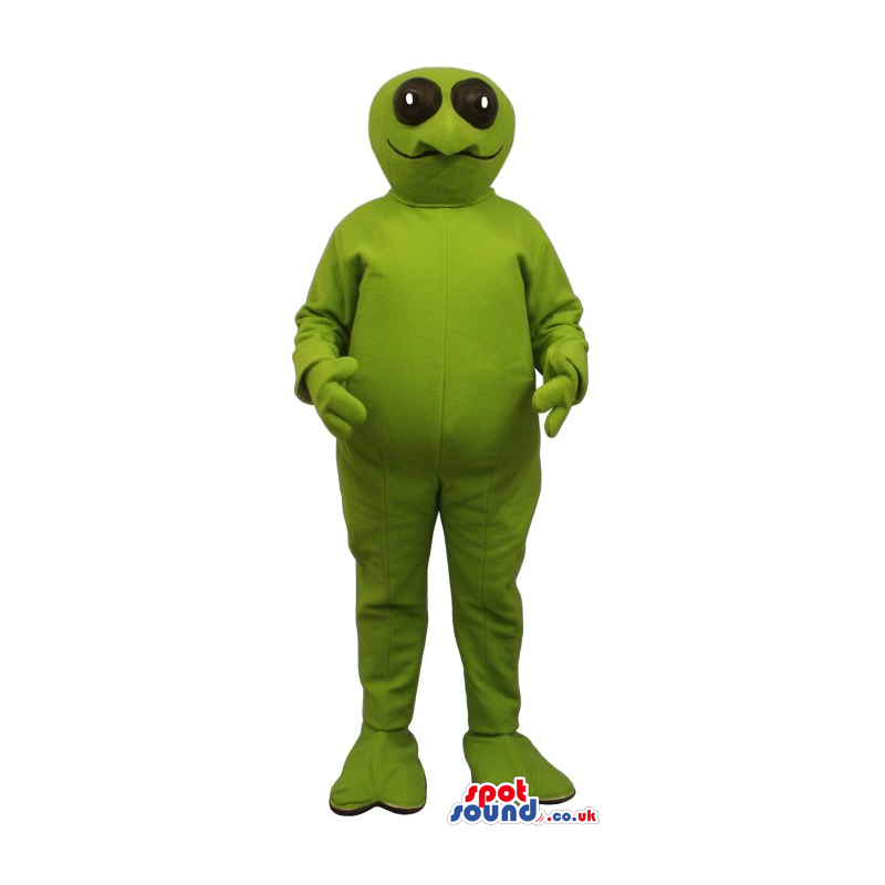 Cute All Green Bug Plush Mascot With Round Black Eyes - Custom