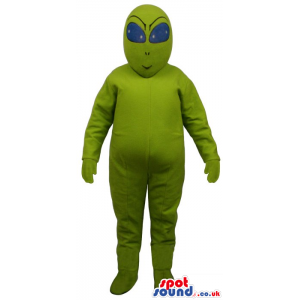 All Green Space Alien Plush Mascot With Round Eyes - Custom