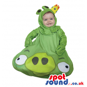 Cute Green Angry Birds Character Baby Child Size Costume -
