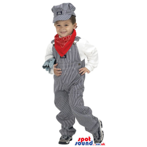 Cute Baby Child Size Costume Disguise With Overalls And Red