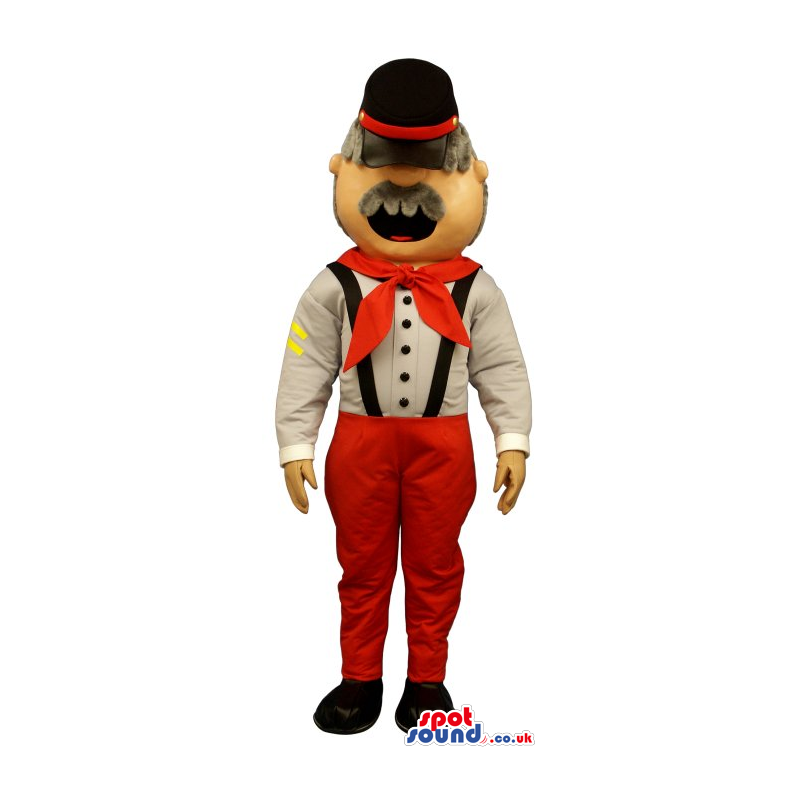 Old Man Mascot Wearing Red And White Garments And A Hat -