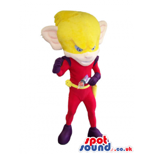 Superhero Plush Mascot With A Huge Yellow Head And Ears -