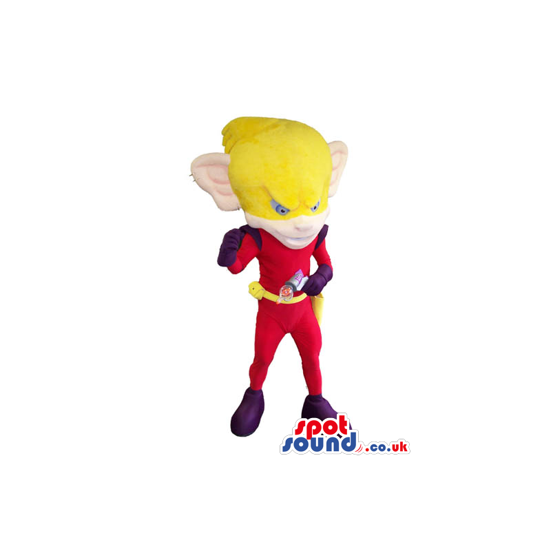 Superhero Plush Mascot With A Huge Yellow Head And Ears -