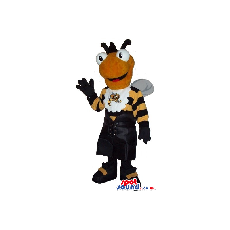 Fantasy Bee Plush Mascot Wearing Black Boxing Shorts - Custom