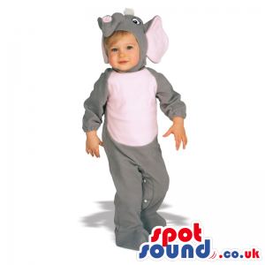 Cute Halloween Grey Elephant Baby Child Size Costume Disguise -