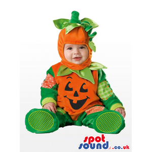 Cute Halloween Pumpkin Baby Child Size Costume Disguise -