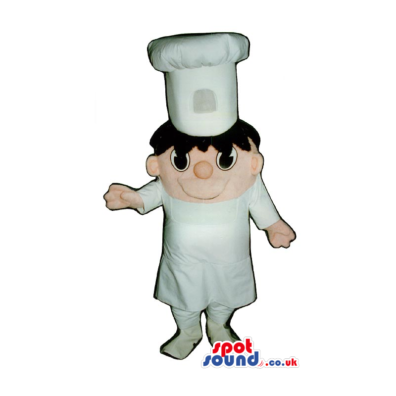 Hilarious Boy Chef Human Mascot With White Garments - Custom