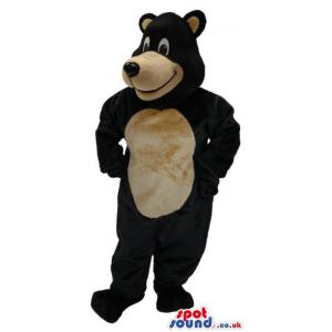 Brown teddy bear mascot welcoming you form his cute smile -
