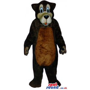 Dark Brown Big Bear Plush Mascot With A Brown Belly - Custom