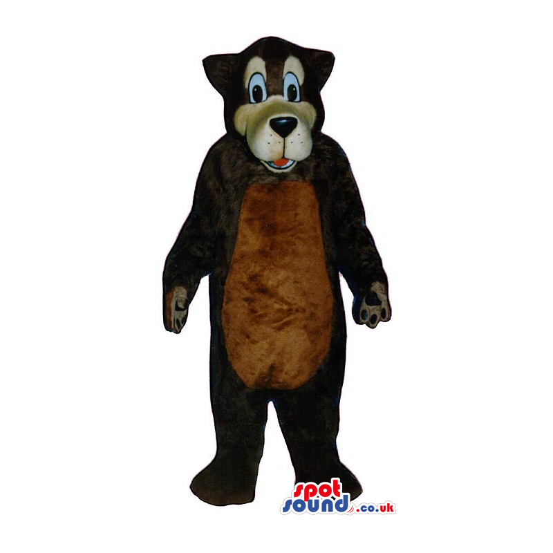 Dark Brown Big Bear Plush Mascot With A Brown Belly - Custom