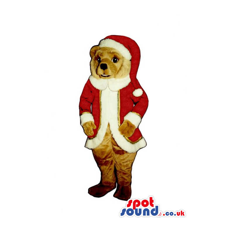 Brown Dog Plush Mascot Wearing Santa Claus Garments - Custom