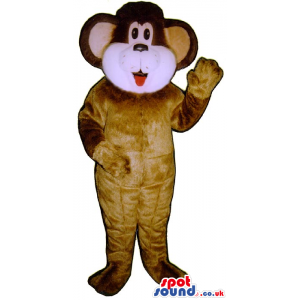 Brown Bear Plush Mascot With Round Ears And White Face - Custom