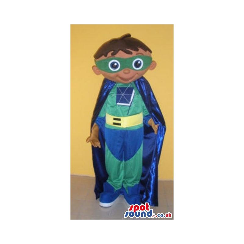 Funny Smiling Super man mascot with the typical costume -