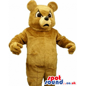 All Brown Teddy Bear Plush Mascot With An Angry Face - Custom