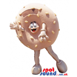 Bagel Or Doughnut Food Mascot With Funny Face Inside It Hole -