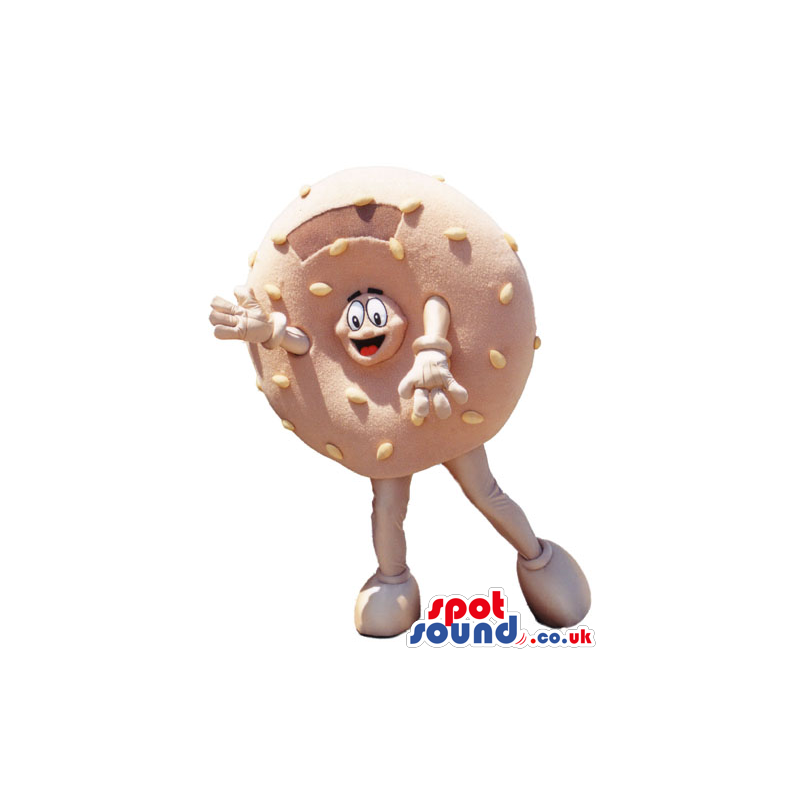 Bagel Or Doughnut Food Mascot With Funny Face Inside It Hole -