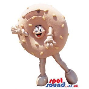 Bagel Or Doughnut Food Mascot With Funny Face Inside It Hole -