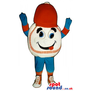 Dizzy Baseball Mascot Wearing Blue And Red Sports Garments -