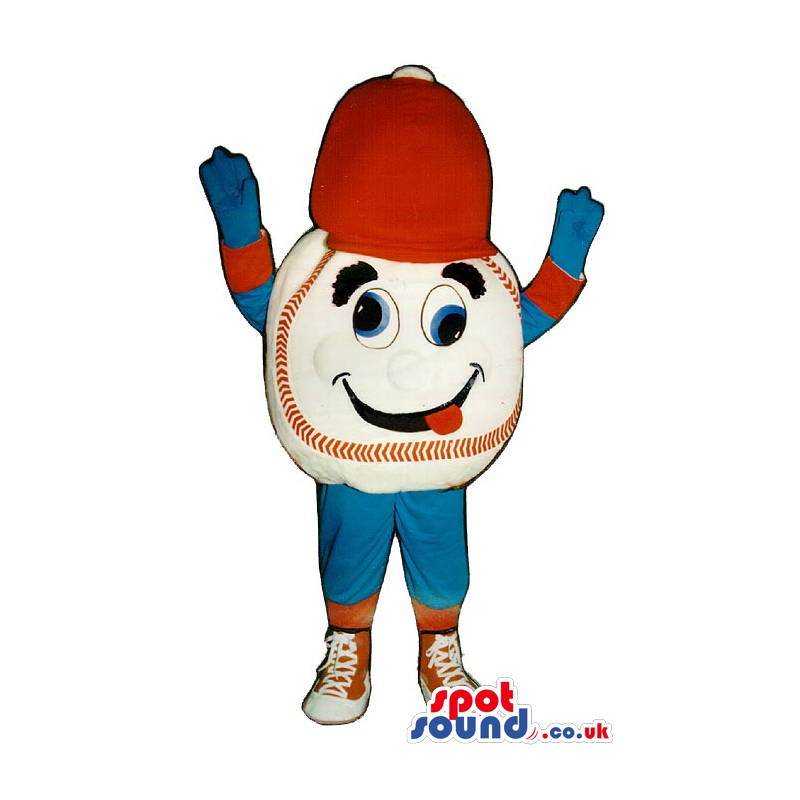 Dizzy Baseball Mascot Wearing Blue And Red Sports Garments -