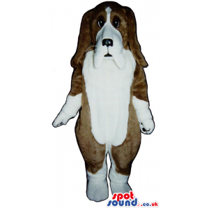 White And Brown Dog Plush Mascot With Long White Belly And Ears