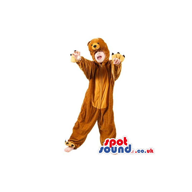 Cute Big Brown Bear Children Size Plush Halloween Costume -