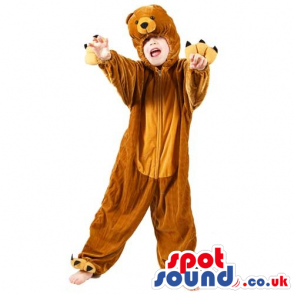 Cute Big Brown Bear Children Size Plush Halloween Costume -