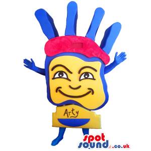 Customizable Big Artistic Yellow And Blue Hand Logo Mascot -