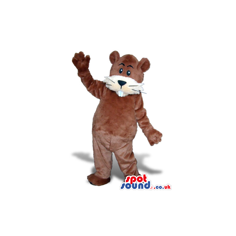 Hairy Brown Otter Plush Mascot With Beige And White Face -