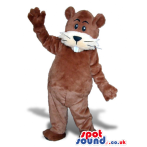 Hairy Brown Otter Plush Mascot With Beige And White Face -