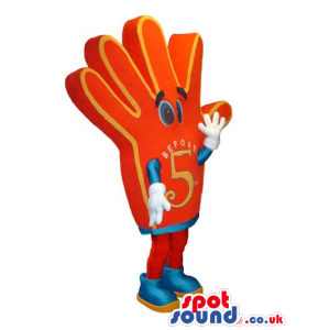 Customizable Big Cute Red Give Me Five Hand Mascot - Custom