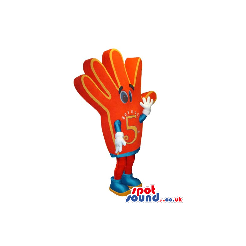 Customizable Big Cute Red Give Me Five Hand Mascot - Custom