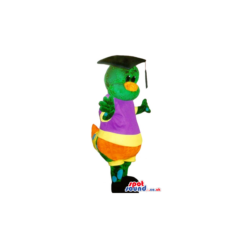 Colorful Bug Caterpillar Plush Mascot Wearing A Graduation Hat