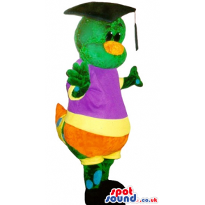 Colorful Bug Caterpillar Plush Mascot Wearing A Graduation Hat