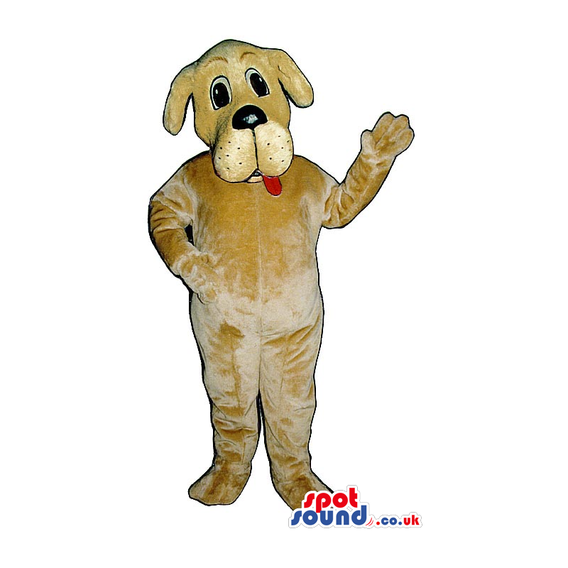 Customizable Beige Dog Plush Mascot With A Red Tongue - Custom