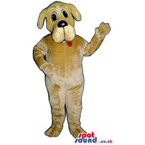 Customizable Beige Dog Plush Mascot With A Red Tongue - Custom