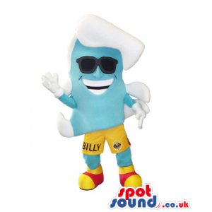 Cool Blue Bug Plush Mascot Wearing Sunglasses And Shorts -