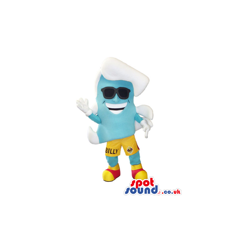 Cool Blue Bug Plush Mascot Wearing Sunglasses And Shorts -