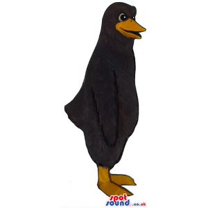 Customizable All Black Bird Plush Mascot With An Orange Beak -