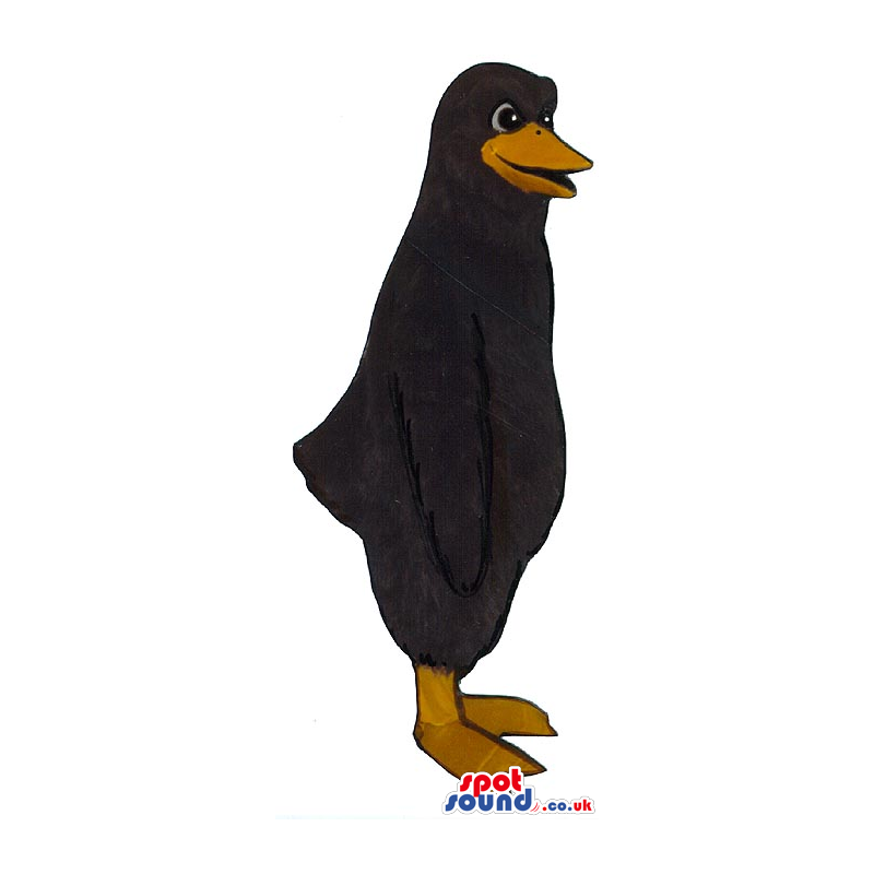 Customizable All Black Bird Plush Mascot With An Orange Beak -