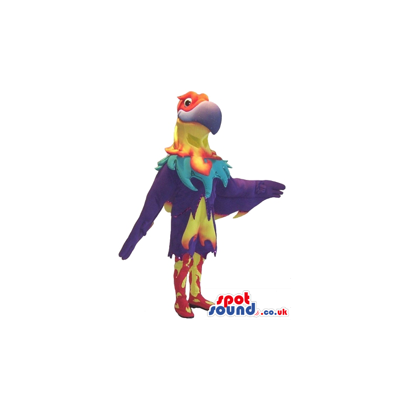Amazing Colorful Bird Plush Mascot With Big Purple Beak -