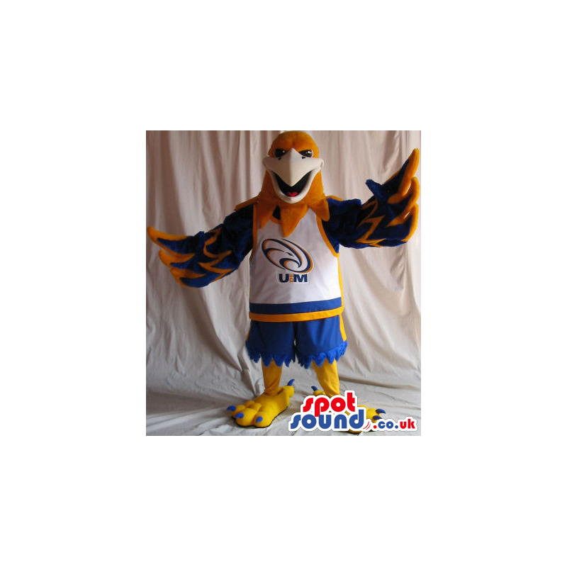 All Brown Eagle Bird Plush Mascot Wearing Sports Clothes With