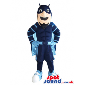 Superhero Plush Mascot Wearing Blue Garments And Cape - Custom
