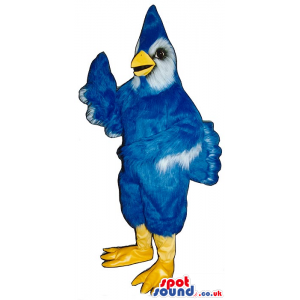 Blue Bird Plush Mascot With A White Face And Pointy Head -